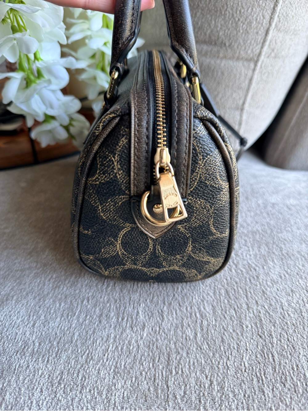 Coach Signature Loved Leather Mini Rowan Satchel Crossbody with Charm NWT - Picture 5 of 8